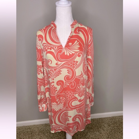 Boden dress, Evangeline viscose pink and off white Tunic Dress - Picture 3 of 7